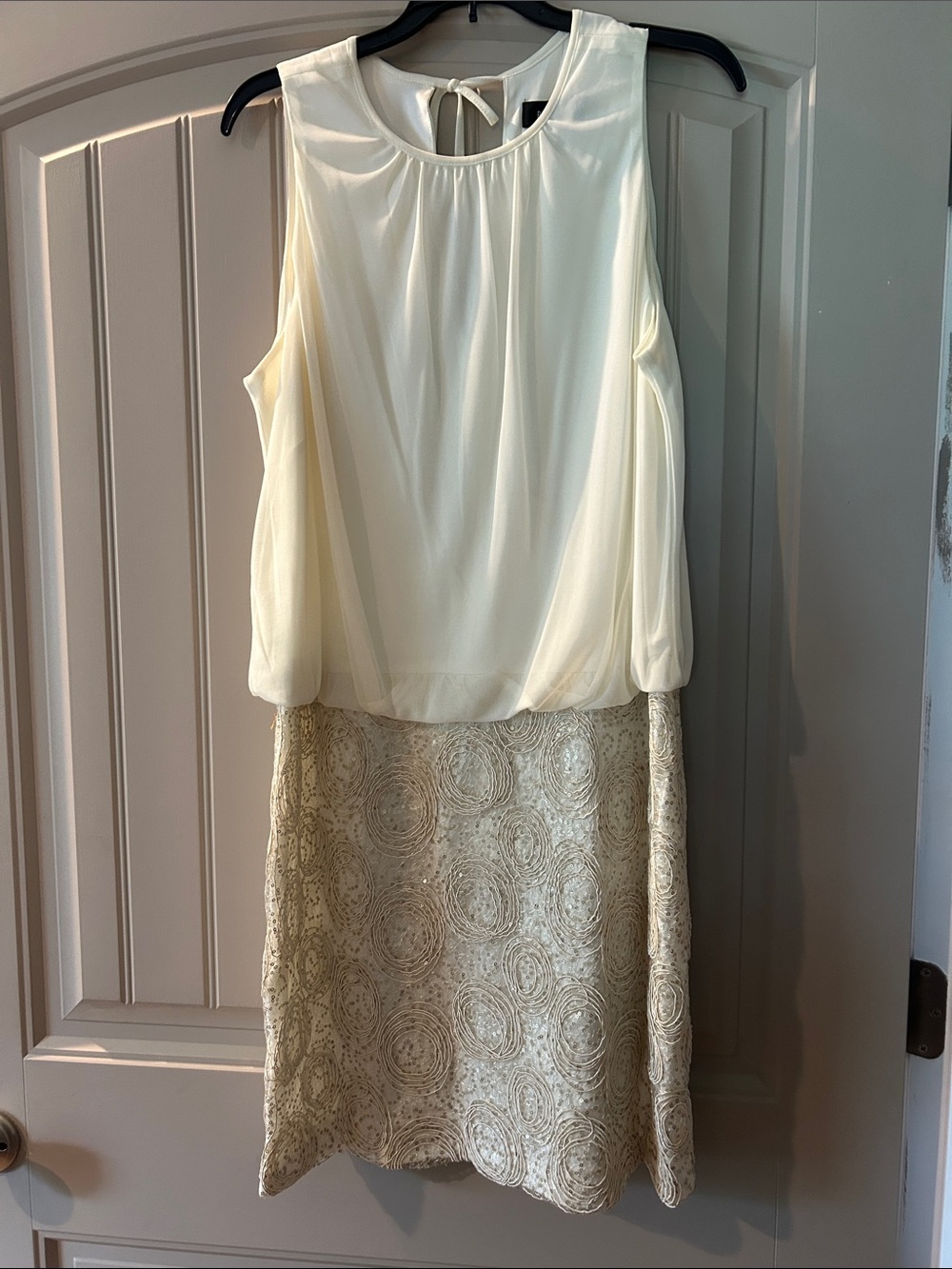 Perceptions Ivory & Gold Midi Dress